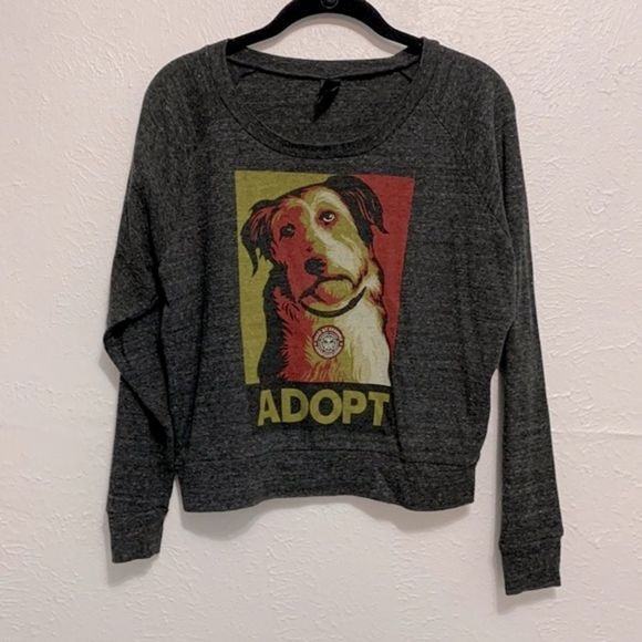 ADOPT a Dog Long Sleeve Grey Sweatshirt Size XS by Obey - Picture 1 of 5